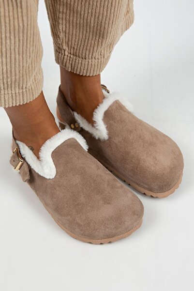 Manijero Holly Furry Women's Genuine Leather Belted Buckle Fur Mink Suede Sandals