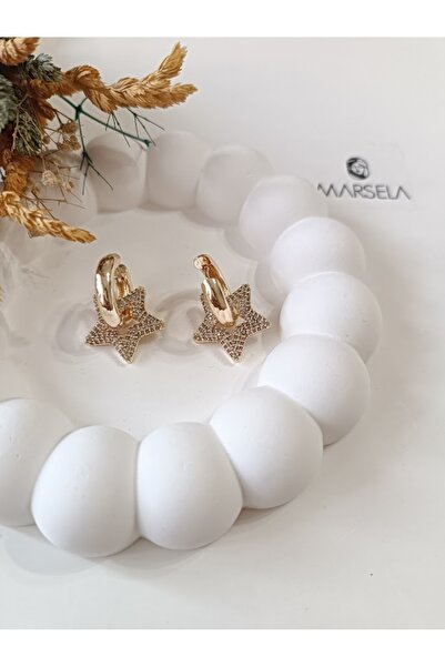 Ebijuteri أقراط النجمة الذهبية الحجرية