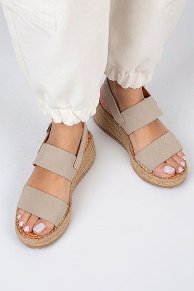 Manijero Sandale espadrille de damă Liliana din piele naturală bej