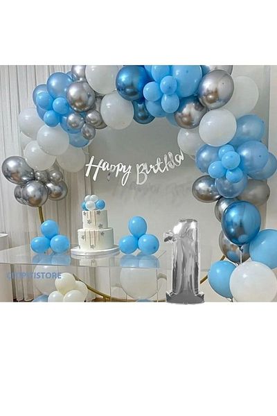 SYC GROSS 1 Year Old Birthday Set Blue Silver Concept 1*2*3*4*5*6*7*8*9 Years Can Choose