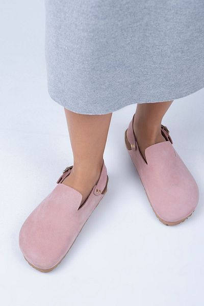 Manijero Holly Women's Genuine Leather Belted Buckle Pink - Gold Sandals