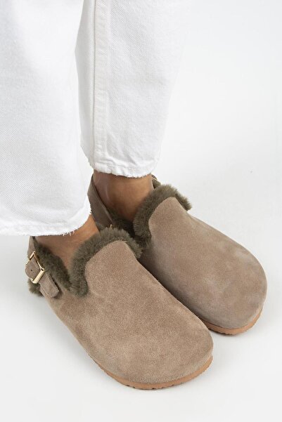 Manijero Holly Furry Women's Genuine Leather Furry Genuine Leather Belt Buckle Mink-Khaki Sandals