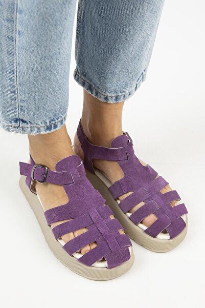 Manijero Rosa Women's - Genuine Leather, Buckle, Multi-Strap Purple Mink Sandals