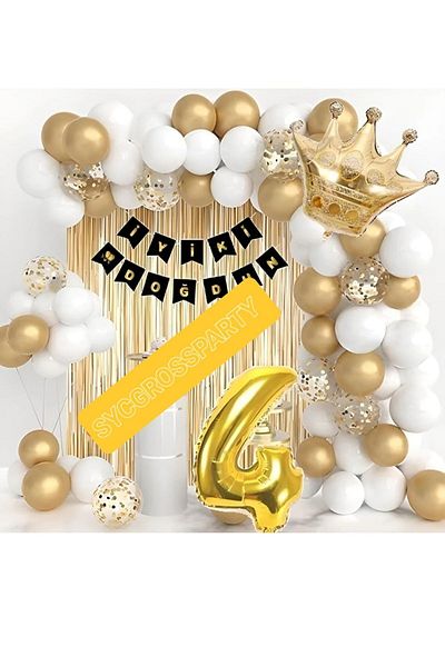 SYC GROSS Gold White Confetti Balloon Birthday Set 1*2*3*4*5*6*7*8*9 Age Can Choose