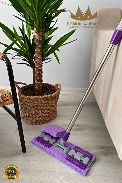 WİİK NATUREL ( 1 Adet Yedek Bez Hediyeli ) Yer Mopu Fayans Duvar Yüzey Temizlik Mikrofiber Mandallı Mop