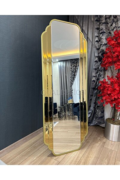 QUAL 70*180 Cm Gold Çerçeve Ve Gold Aynalı Ayaklı Boy Aynası
