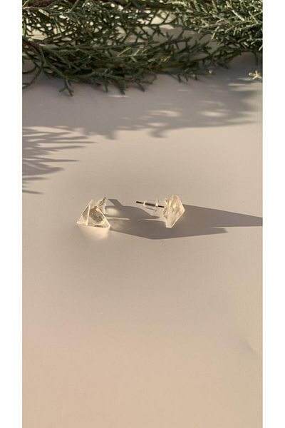 MISS GOLDEN Bright Blue Highlighter Neon - Triangle Diamond Epoxy Earrings with Silver Accessories