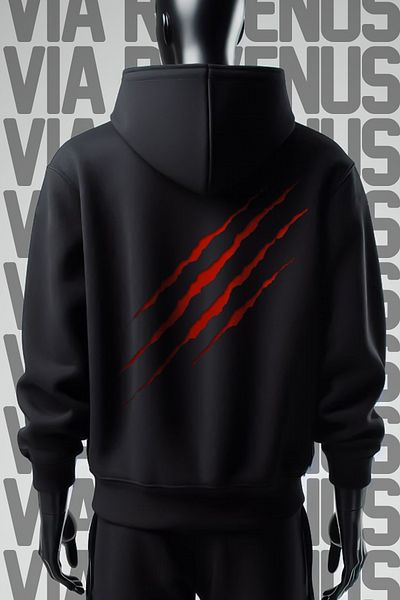 Vordevia Черен суитшърт с качулка и щампа Paw 3 Thread Wide Cut