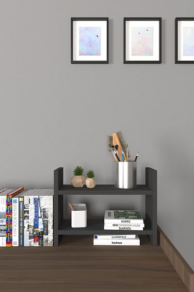 Mirobi Arles Anthracite Colored Multi-Purpose Decorative Shelf Table Top Bookshelf and Countertop