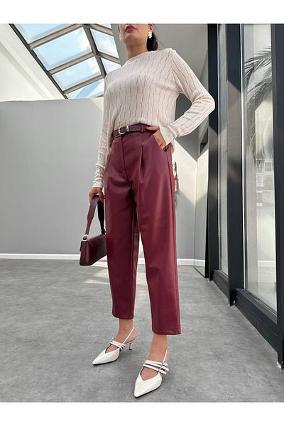 ESRAHELVACI Buckle Gold Leather Trousers