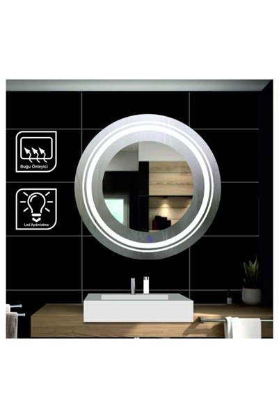 GLOBAL LED MIRROR 80 Cm Makyaj Aynalı Dokunmatik Tuşlu Buğulanmayan Ledli Yuvarlak Ayna Banyo Aynası