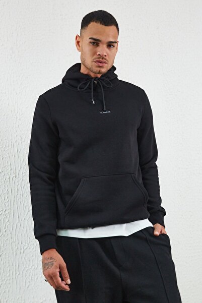 Manche Κουκούλα Basic Minimal Printed Sweat Μαύρο