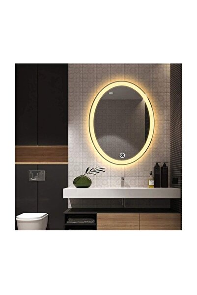 GLOBAL LED MIRROR 80x100 Cm Kumlamalı Dokunmatik Tuşlu Ledli Elips Ayna Duvar...