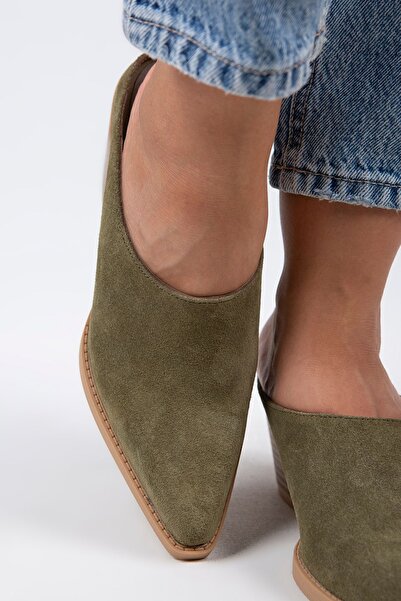 Manijero Stella Γυναικεία Γνήσιο Δερμάτινο Western Green - Suede Slippers