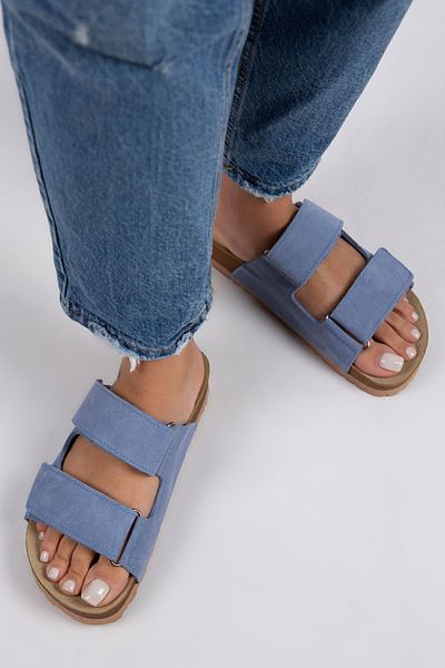 Manijero Papuci de damă Vina din piele naturală cu velcro dublu