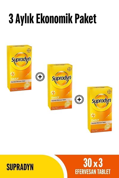 Supradyn 3 Month Economic Package: 3X30 Effervescent Tablets, L Olive Polyphenol, Ginseng, Multivitamin
