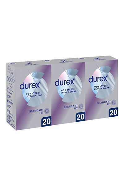 Durex Yok Ötesi Ultra Kaygan İnce Prezervatif 60'lı, Süper Fırsat Paketi (20'li Paket x 3 Adet)