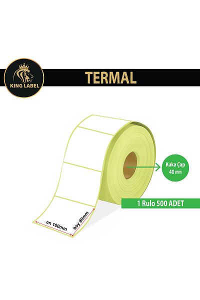 KİNG LABEL Etichetă cu coduri de bare termice 80x100mm - 1 rolă 500 de rulouri