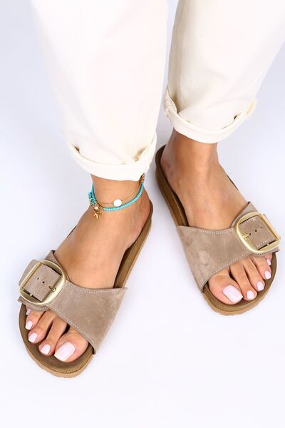 Manijero شبشب من الجلد الطبيعي بحزام واحد من اليشم