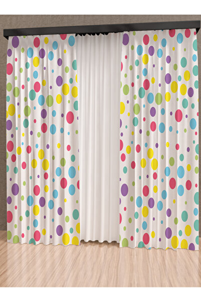 PRINTOPIA Colorful Polka Dot Honeycomb Background Curtain
