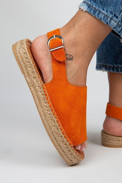 Manijero Juana Women's Genuine Leather Open Front Orange Sandals