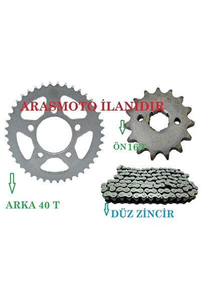 ARASMOTO Drift L 125 Performans Hız Zincir Dişli Seti (Oringsiz Düz Zincir) A...