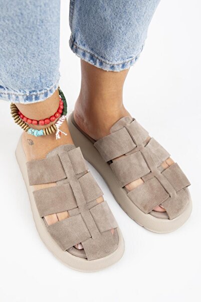 Manijero Rodin Women - Genuine Leather, Three-striped Sabo Mink Slippers