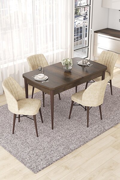 Canisa Concept Nef Serisi 70x114 Açılabilir Mdf Barok Ahşap Desen Masa Takımı...