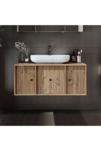ROOMART Ayaksız Oval Lavabolu Mdf 105 Cm Çekmeceli Banyo Dolabı