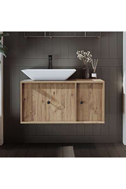 ROOMART Gusto Ayaksız Lavabolu Mdf 90 cm Çekmeceli Banyo Dolabı