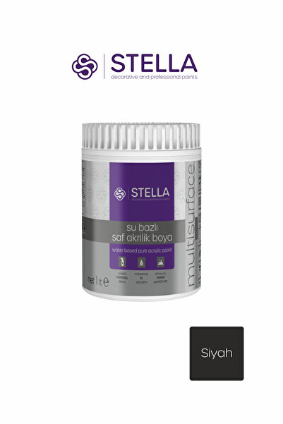 Stella Su Bazlı -Saf Akrilik Boya -Siyah -1Litre -STELLA