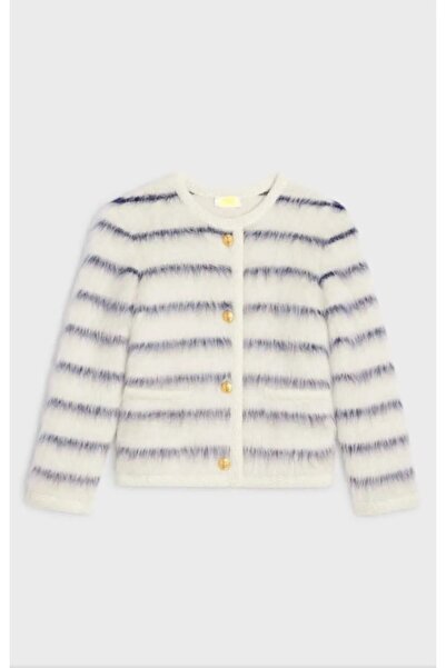 winter club Cardigan din tricot cu nasturi aurii cu dungi și pene „negru” de ...