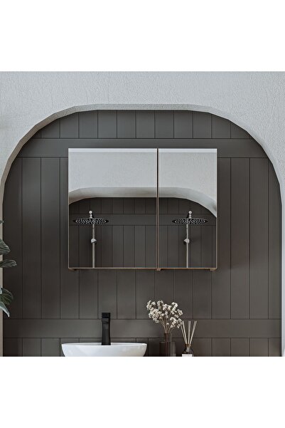 ROOMART Banyo Dolabı Kulpsuz 2 Kapaklı Mdf 75 Cm Aynalı Banyo Üst Dolabı
