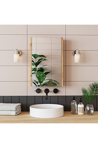 ROOMART Banos Banyo Kulpsuz Tek Kapaklı Atlantik-beyaz 40 Cm Mini Aynalı Banyo Üst Dolabı