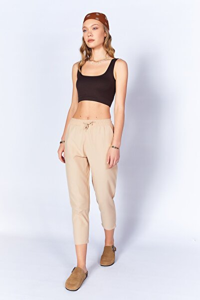 Manche Γυναικείο Παντελόνι Poplin - Stone Mks 666583 -02-6583