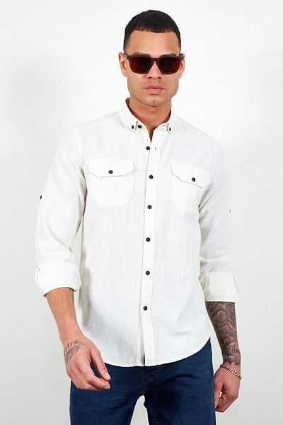 MAN EDITION Men's Shirt - Stone, Double Pocket Cover| Ee111241-1241