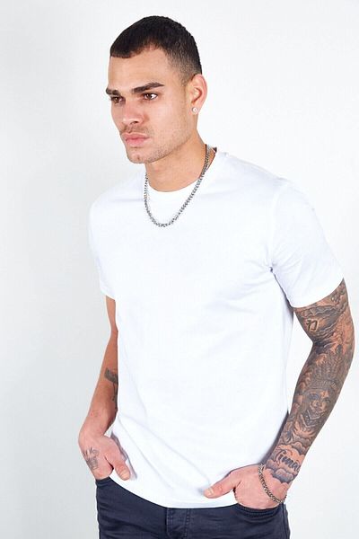 Manche Men's White Basic T-Shirt - Mes216959-01