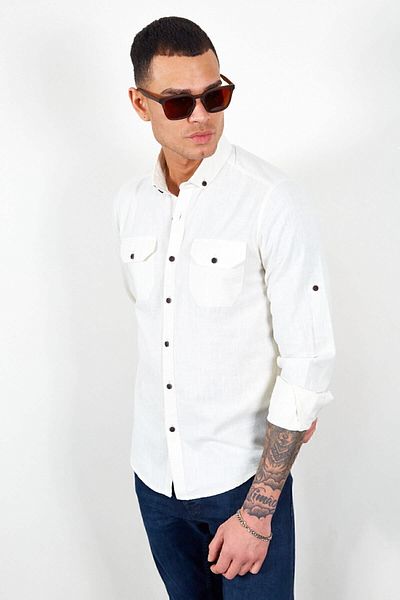 MAN EDITION Men's Shirt - Stone, Double Pocket Cover| Ee111241-1241