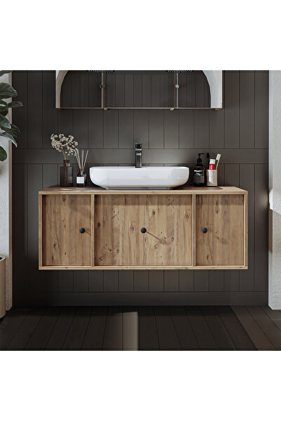 ROOMART Gusto Ayaksız Oval Lavabolu Mdf 120 Cm Çekmeceli Banyo Dolabı