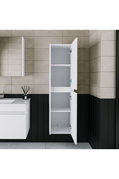 ROOMART Banos Banyo Bd2 Ayaksız 2 Kapaklı Mat Beyaz 130 X 35 Cm Banyo Boy Dolabı