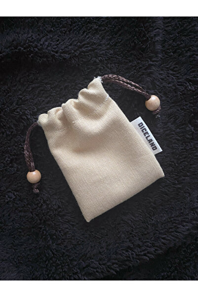 DiceLand Dnd Frp Standart Boy Bej Renkli Logolu Lüks Zar Saklama Kesesi