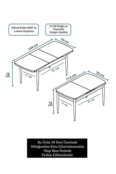 Canisa Nef Serisi, 70x114 Açılabilir Mdf Yemek Masası, Beyaz Masa