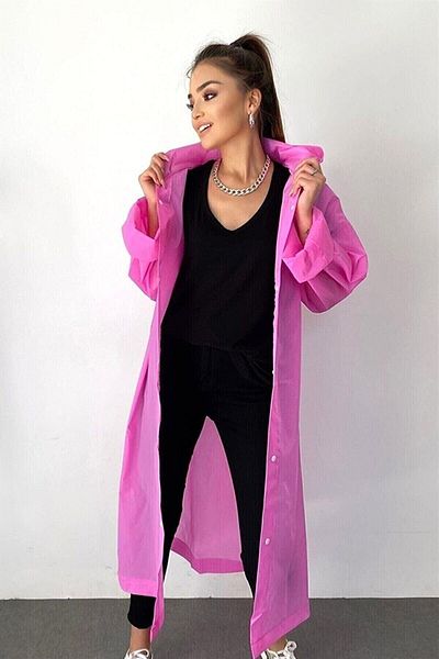 Elif Marlux Pink Eva Raincoat - Men and Women, Hooded and Snaps