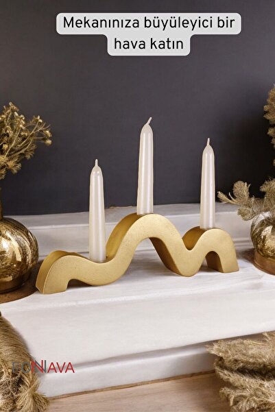 Fonnava Şamdan Mumluk Dekoratif Mumluk Tealight Mumluk Altın Eskitme Renk Model 13
