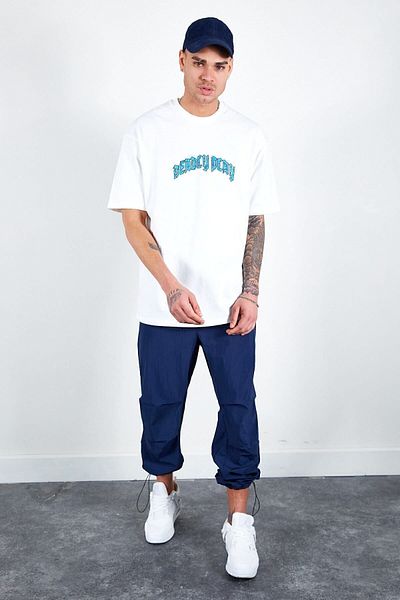 Manche Ανδρικό παντελόνι Jogger Navy Blue Parachute - Mes 616803 -01-6803