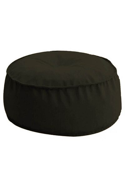 In House Round Decorative Linen Bean Bag - 70x25 cm - Dark Brown