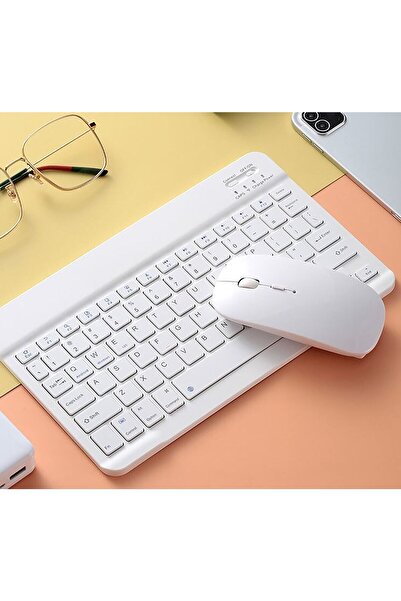 TECHNOM Tüm Cihazlara Uyumlu Akıllı Taşınabilir Şarj Edilebilir Kablosuz Bluetooth Klavye + Mause