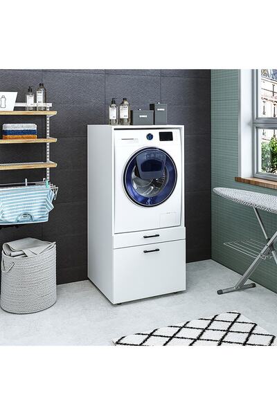 ROOMART Çamaşır-kurutma Makinesi Dolabı Mat Beyaz