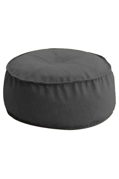 In House Round Decorative Linen Bean Bag - 70x25 cm - Dark Grey