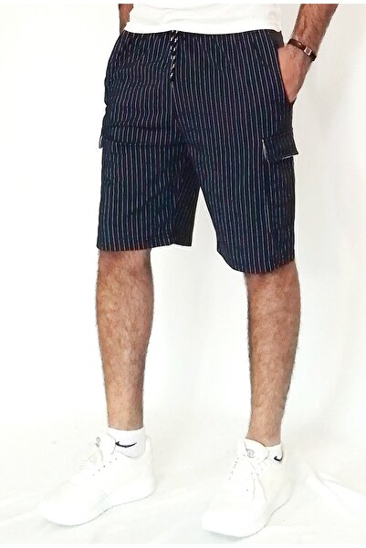 wingetstar Lacivert Çizgili Kargo Cepli Şort